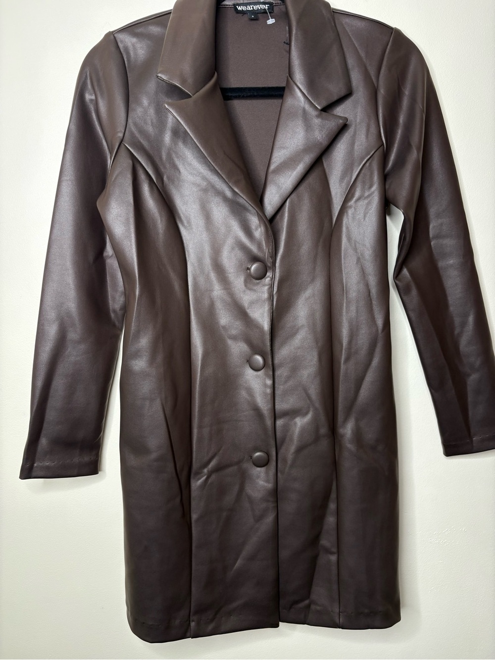 Wearever Y2K Faux Leather Trench Jacket - Picture 2 of 4